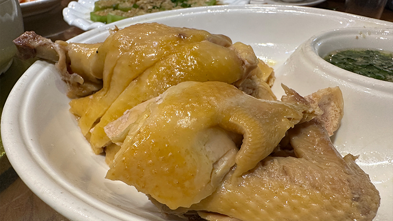 Traditional poached chicken