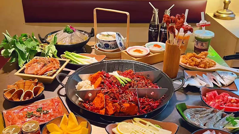 Chongqing hotpot with rich ingredients