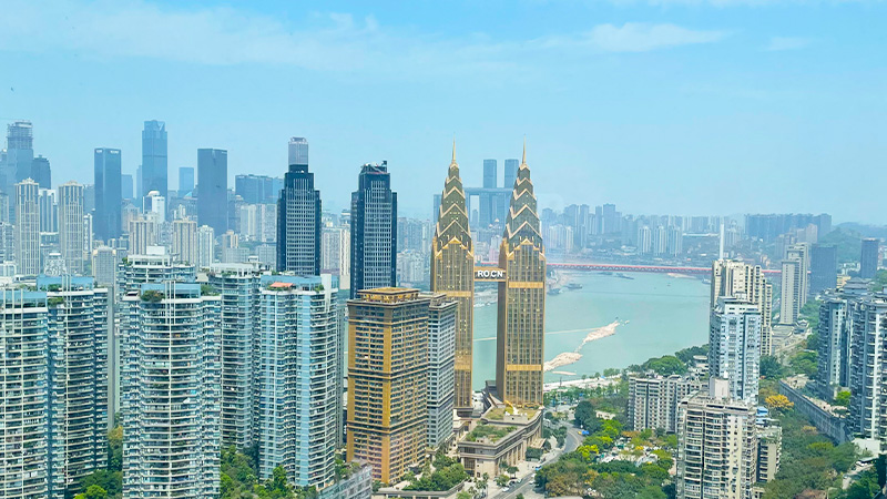 Aerial view from a hotel in Yuzhong district, Chongqing