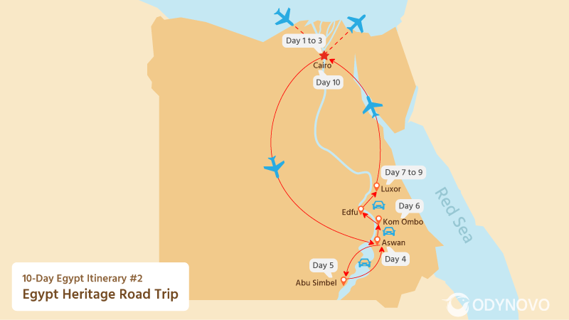 Map of 10-Day Egypt Heritage Road Trip