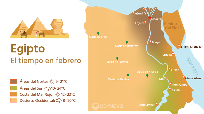 Mapa del tiempo de Egipto en febrero