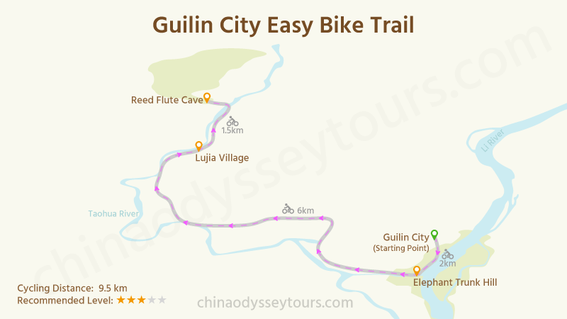 Map of Guilin city cycling route