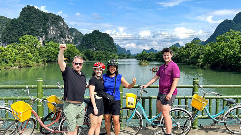 Our customers biking in Yangshuo