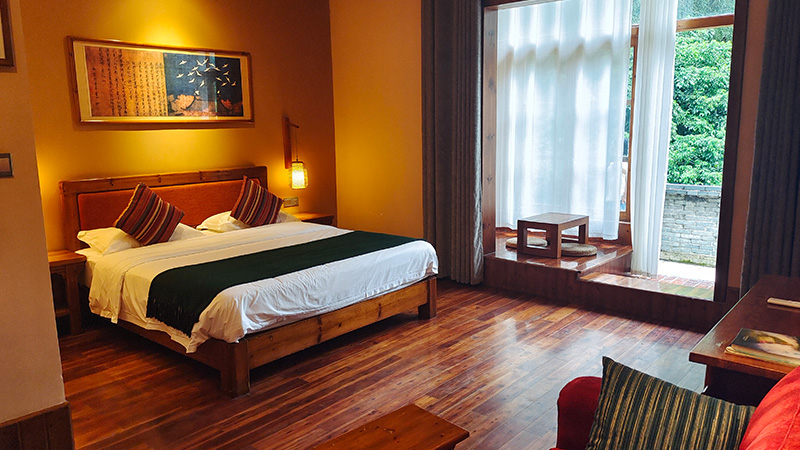 A clean room in a hotel in Yangshuo