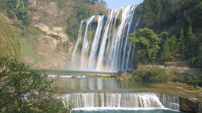 Huangguoshu Waterfall with a rainbow