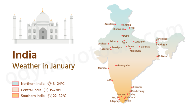 January Weather Map of India