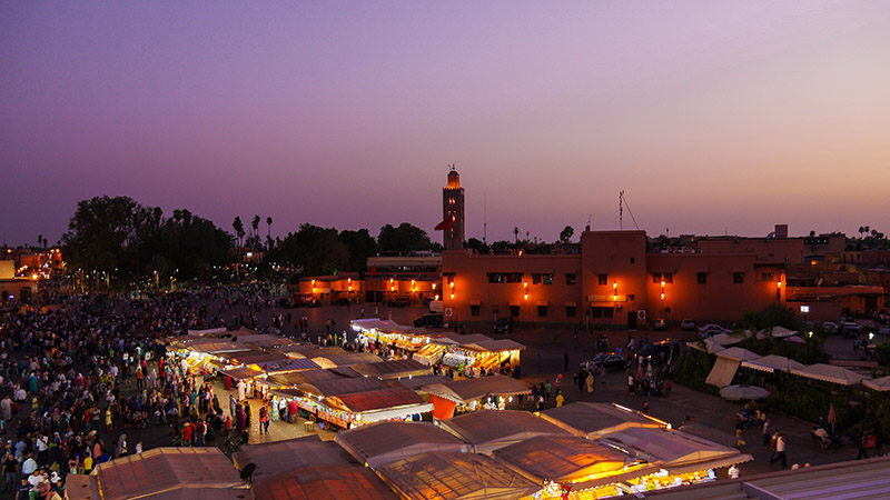 Lively Atmosphere in Jemaa el-Fnaa, Marrakech