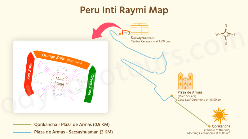 Peru Inti Raymi Map for Locations & Seats