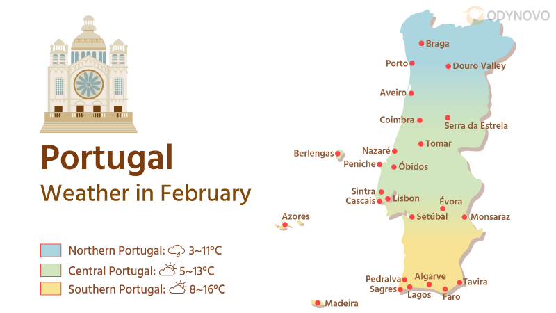 Weather Map of Portugal in February