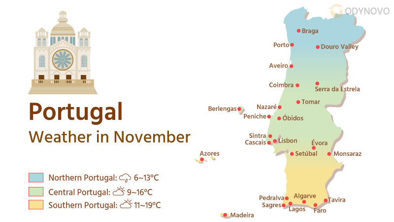Weather Map of Portugal in November