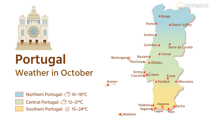 Weather Map of Portugal in October