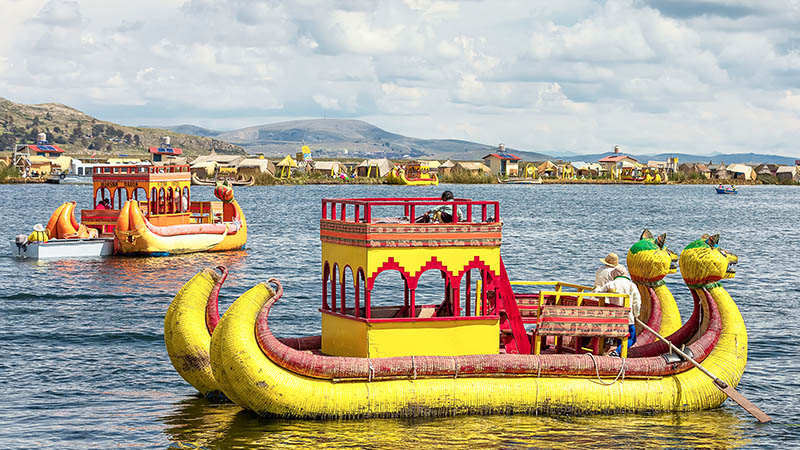 Reed Boats on the Lake Titicaca, Peru