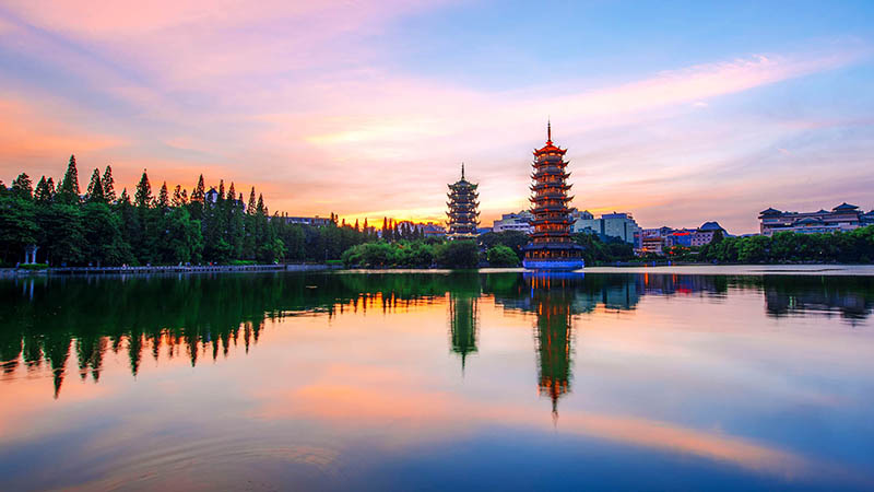 The Sun and Moon Pagodas, Guilin