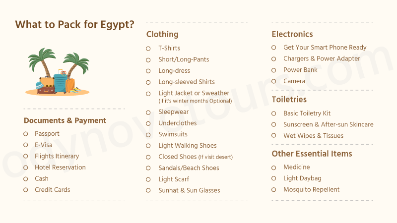 Egypt Tour Packing List