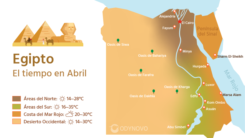 Mapa del tiempo de Egipto en abril