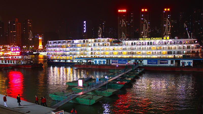 Boarding Yangtze River cruise at Chaotianmen, Chongqing