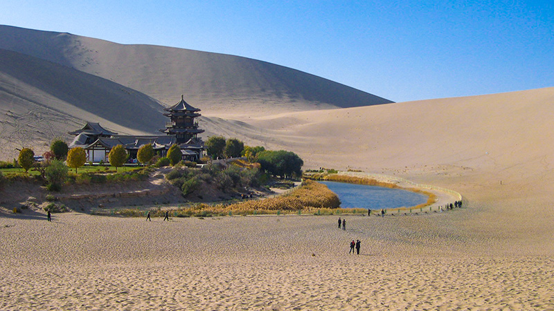 A distant view of Crescent Lake