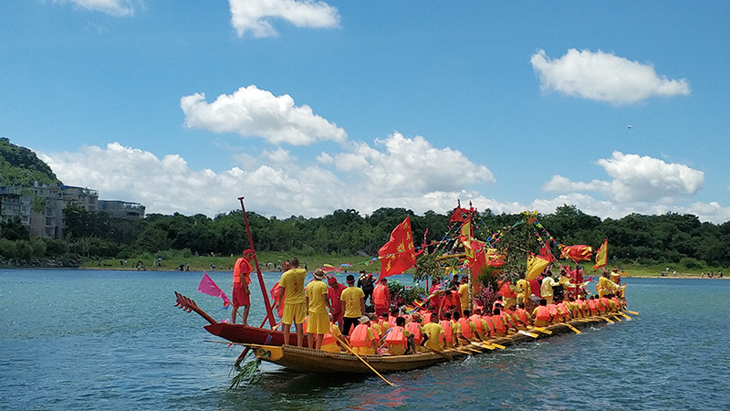 People take part in dragon boat racing