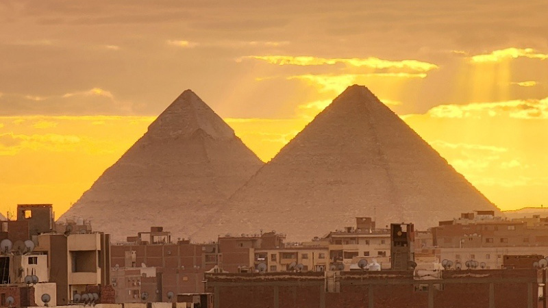Sunset View of Giza Pyramids