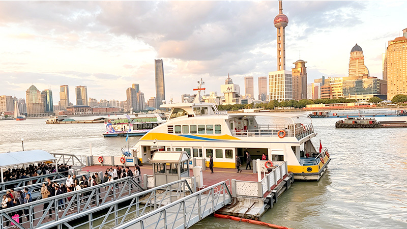 Huangpu River ferry at the Bund in Shanghai