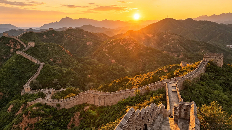 Admire sunrise at Jinshanling Great Wall