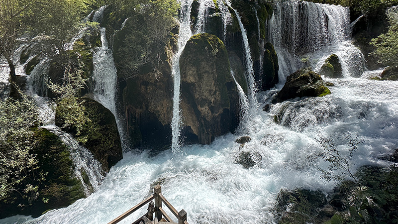 A waterfall in Jiuzhaigou Valley in Sichuan