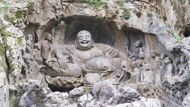 Buddhist stone carving in Feilai Peak