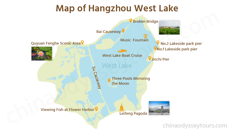 Map of West Lake in Hangzhou