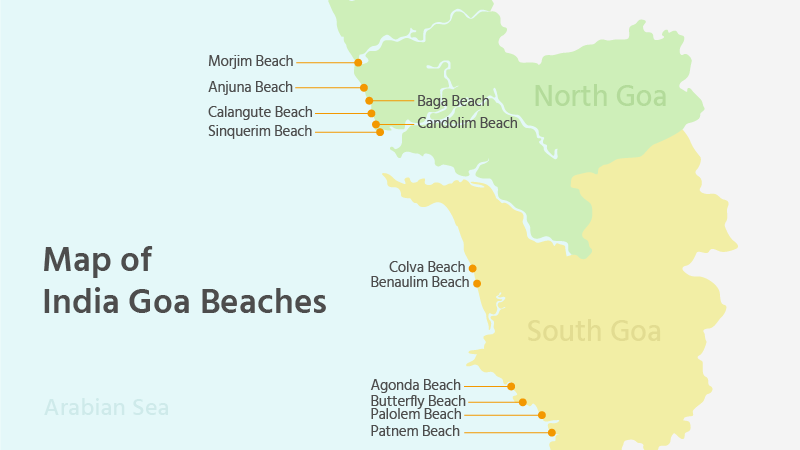 Map of India Goa Beaches