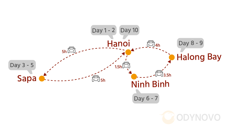 Map of Northern Vietnam Tour