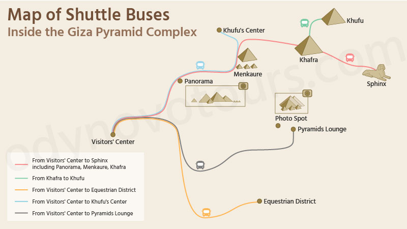 Shuttle Bus Route Map Inside the Giza Pyramid Complex