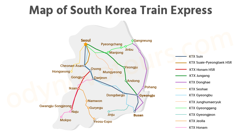 Map of South Korea Train Express