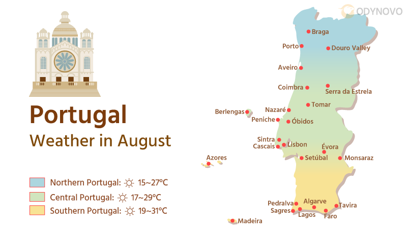 Weather Map of Portual in August