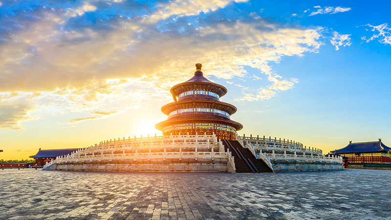 View of sunrise at the Temple of Heaven