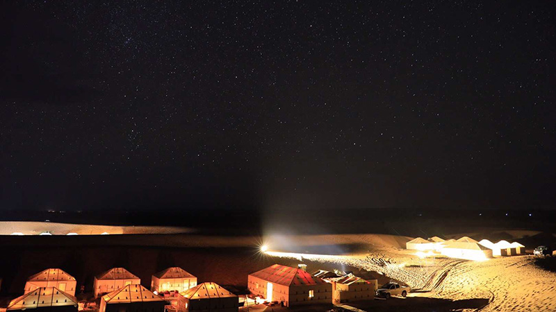 The Starry Sky and Camps in the Sahara Desert, Morocco