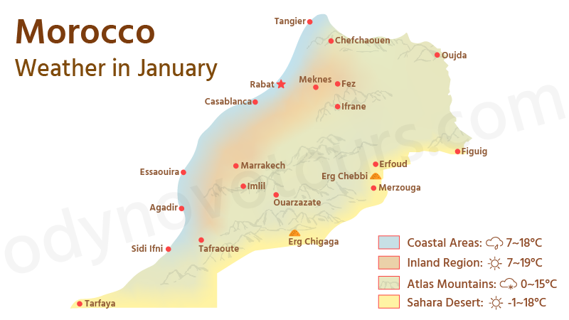 Weather Map of Morocco in January