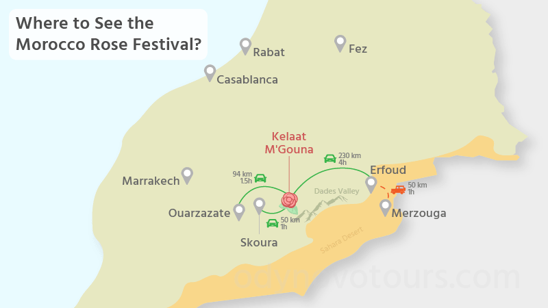 Location of Rose Festival in Morocco