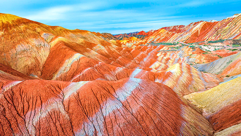 Rainbow mountains in Zhangye Danxia Geopark
