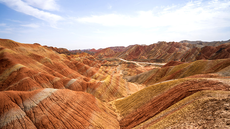 Rainbow mountains in Zhangye Danxia Geopark