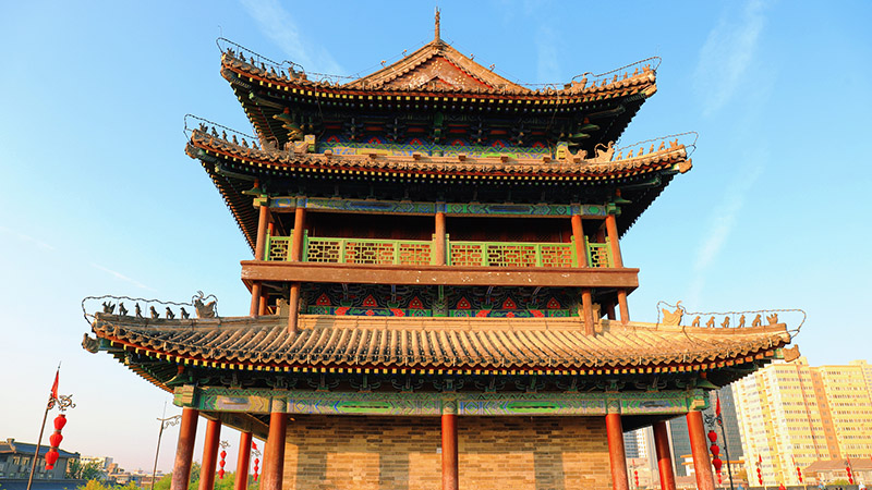 An ancient building on Xi'an City Wall