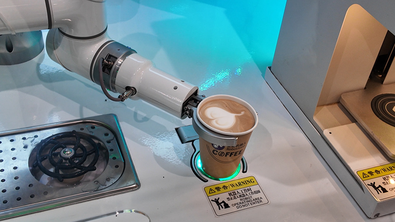 A robot preparing a latte at 6S Store in Shenzhen