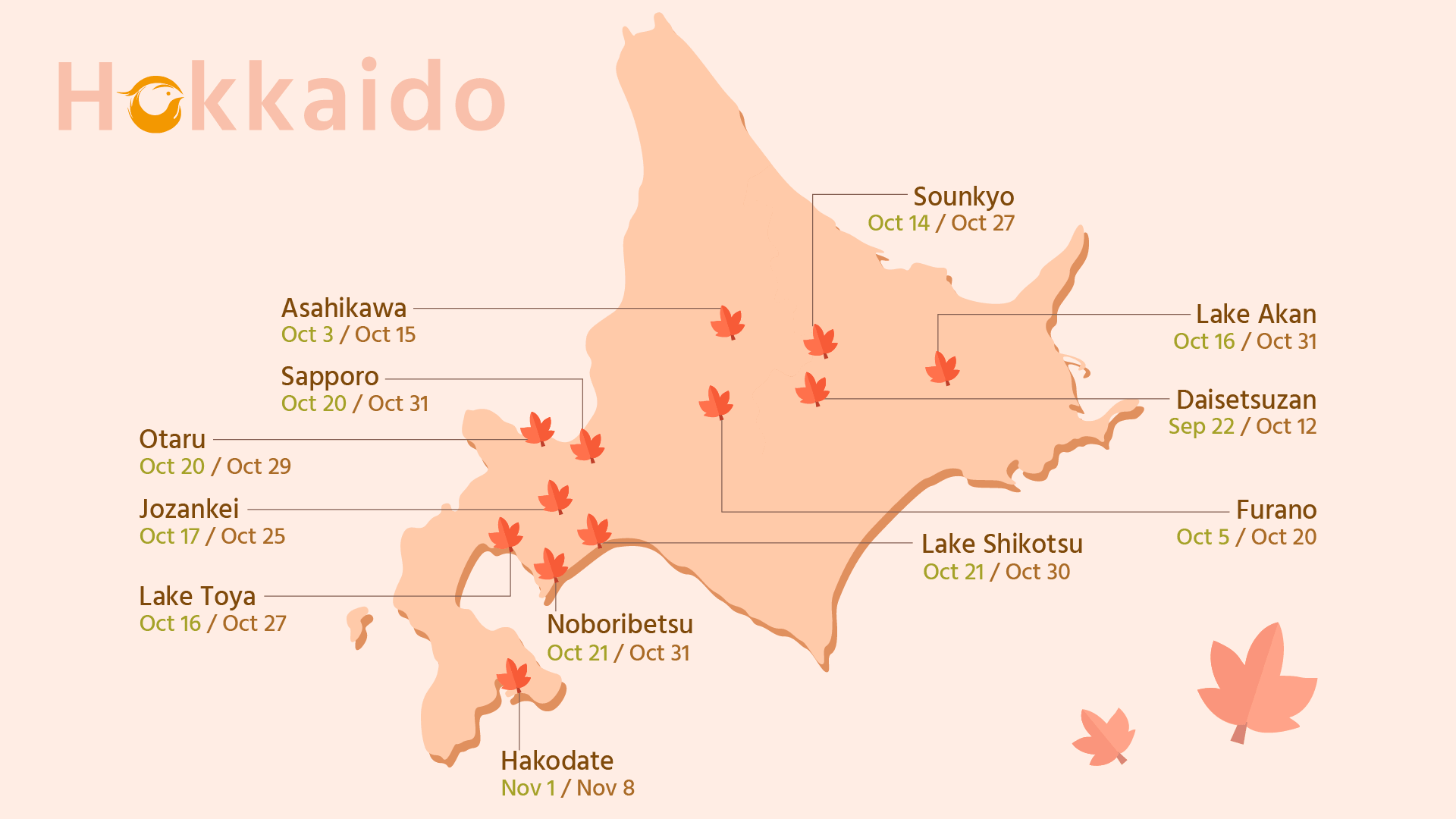 Hokkaido Autumn Foliage Forecast Map 2026