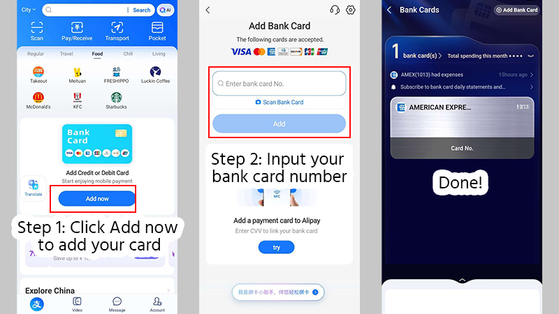 Simple steps to link your bank card on Alipay