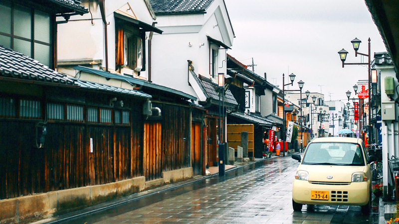 Japanese Street in Typhoon Season
