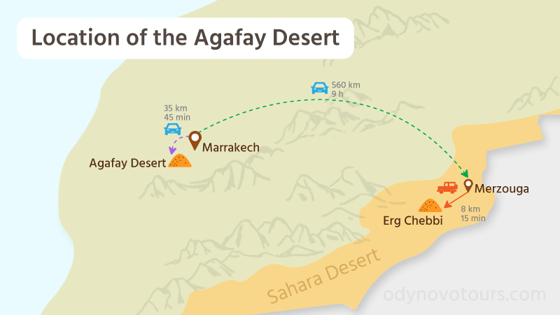 Location Map of the Agafay Desert