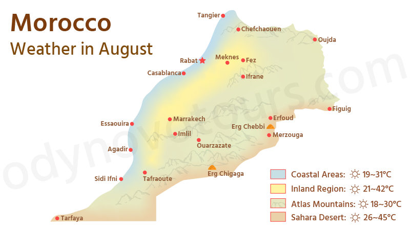 Morocco's Weather Map in August