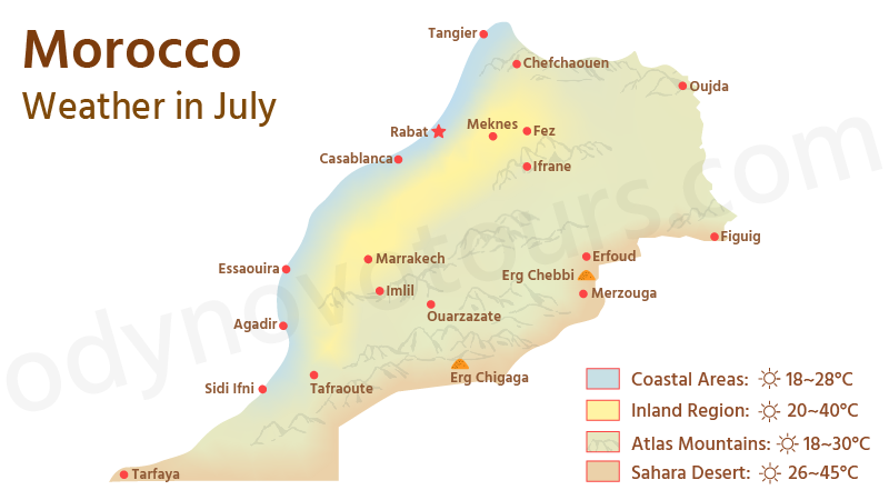Morocco's Weather Map in July