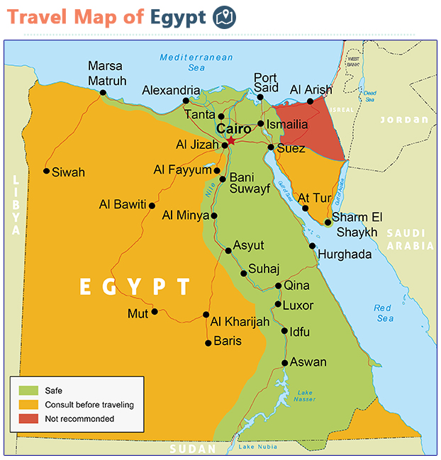 Travel map of Egypt