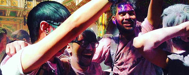 Colored powder in Holi festival celebrations