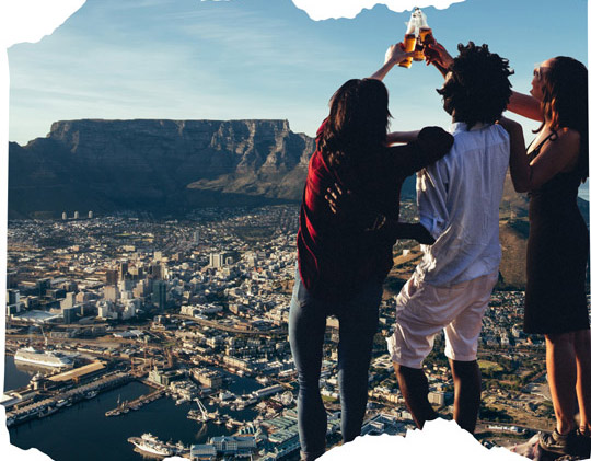 Table Mountain. a prominent landmark overlooking the city of Cape Town in South Africa